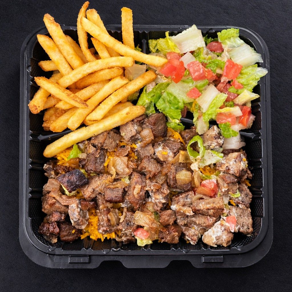 Beef & Lamb Over Rice Platter.