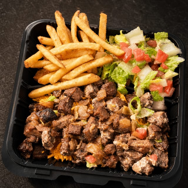 Beef & Lamb Over Rice Platter.